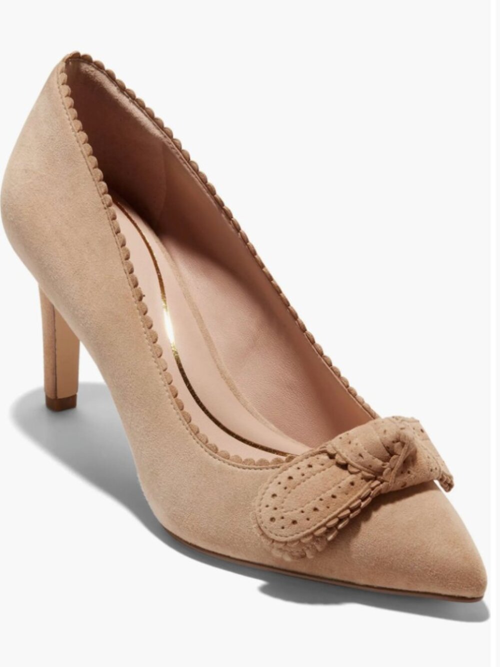 Cole Haan Bellport Bow Pumps in Tan Suede | Size 9
